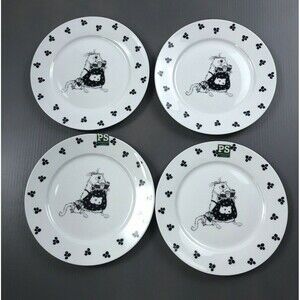 4 Portmeirion Studio Cat Cupcake With Paw Print Border Salad Plates